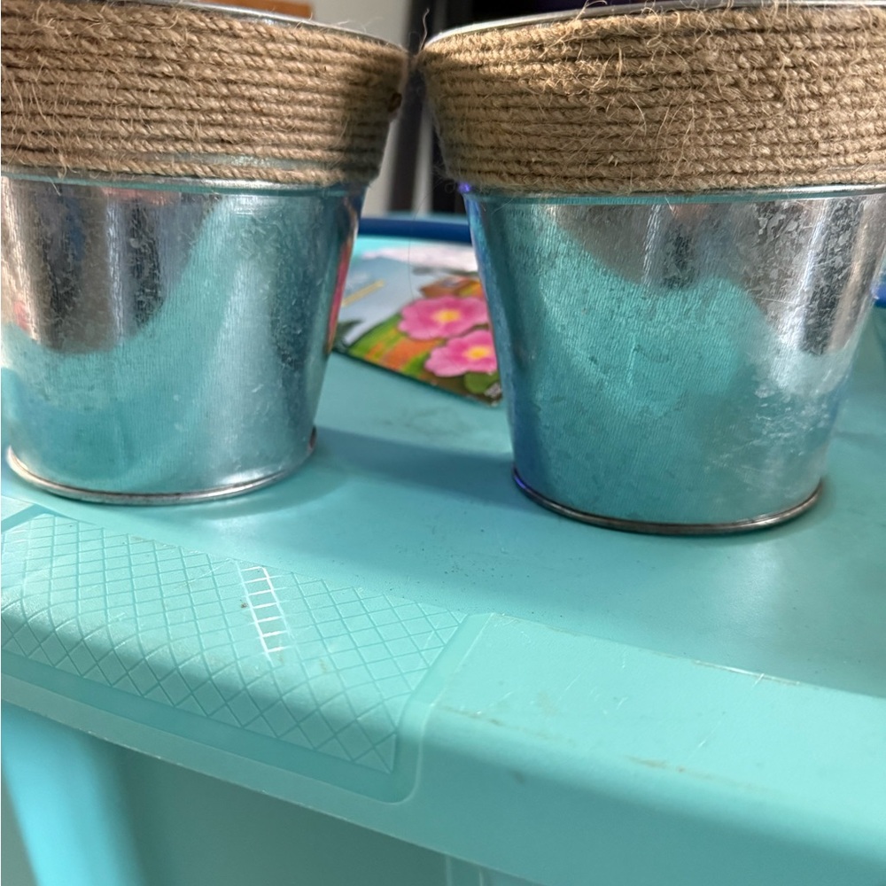 Silver and Tan Decorative Planters